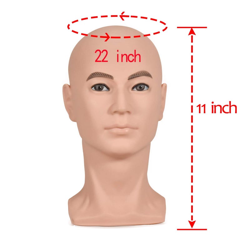 ZMS Male Mannequin Head Professional Training Head Manikin Bald Hat Display Wig Training Head Model with Free Table Clamp - Image 2